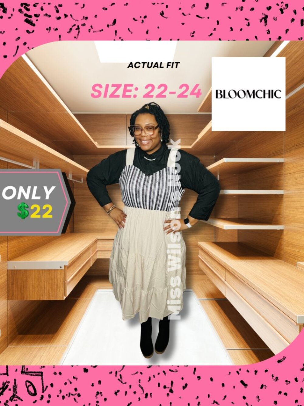 BloomChic Striped Corset-Style Tiered Midi Dress - Size 22-24